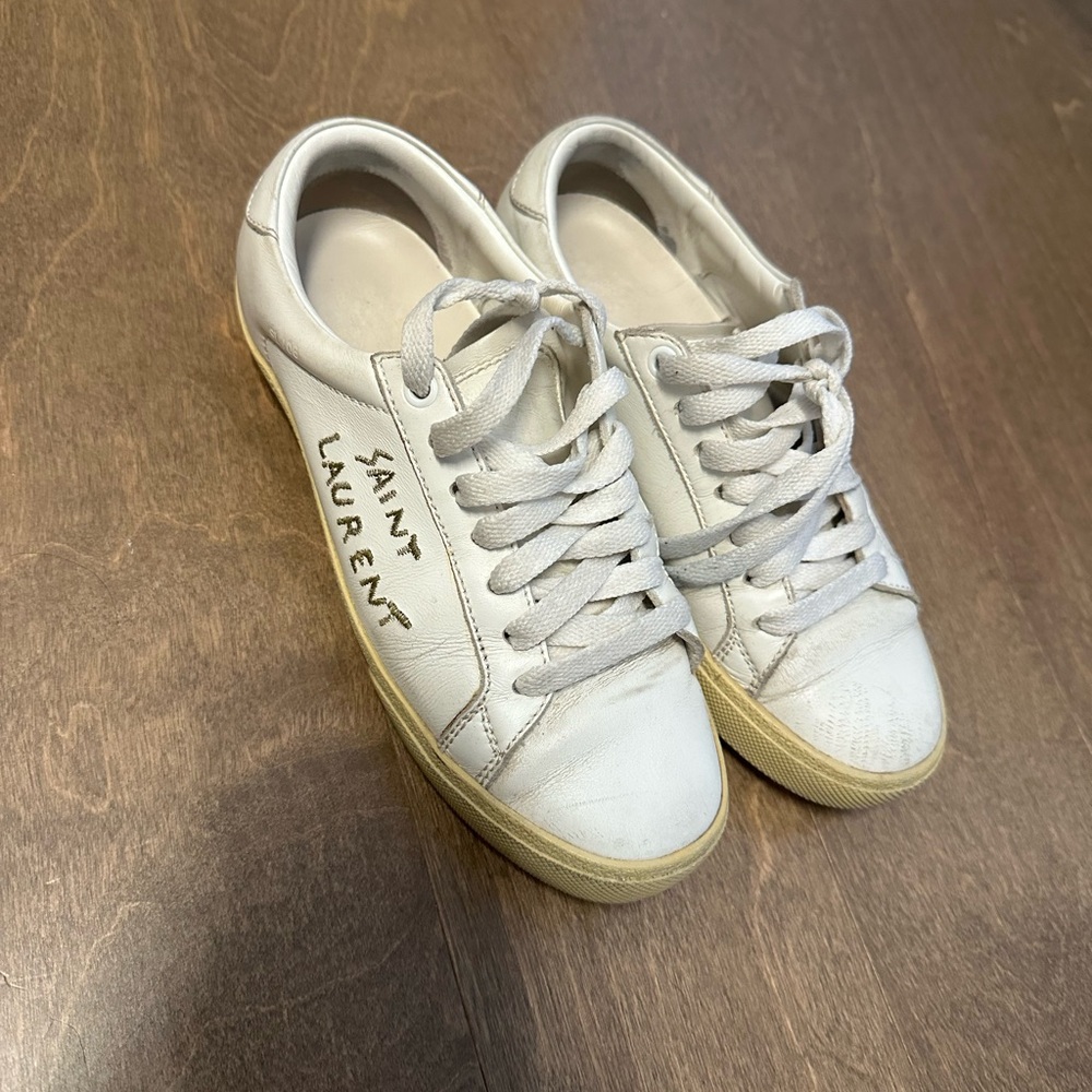 Saint Laurent Off-White Leather Sneakers
